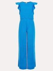 Phase Eight Blue Petite Aubrey Linen Blend Frill Jumpsuit - Image 7 of 7