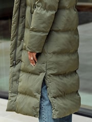Khaki Green Premium Long Padded Hooded Coat - Image 4 of 7