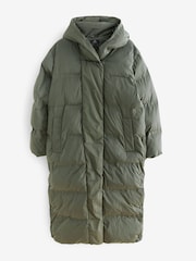 Khaki Green Premium Long Padded Hooded Coat - Image 5 of 7