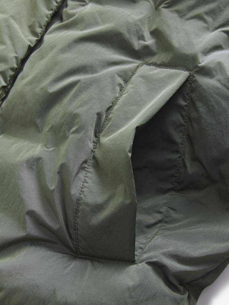 Khaki Green Premium Long Padded Hooded Coat - Image 6 of 7