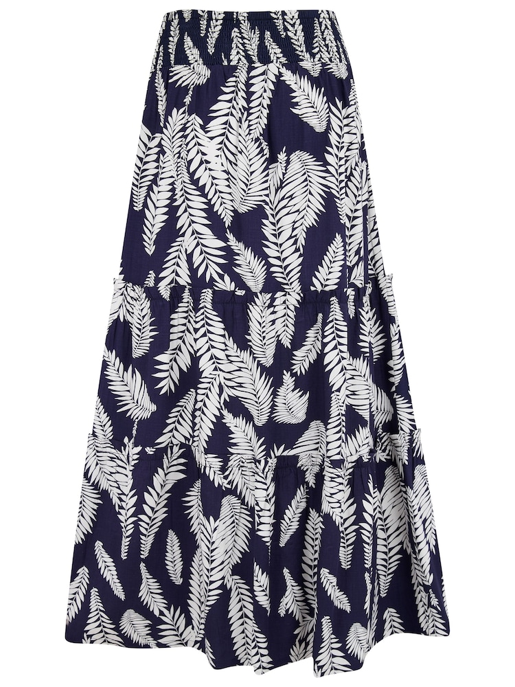 Pour Moi Blue Tahlia Woven Frill Tiered Maxi Skirt - Image 4 of 4