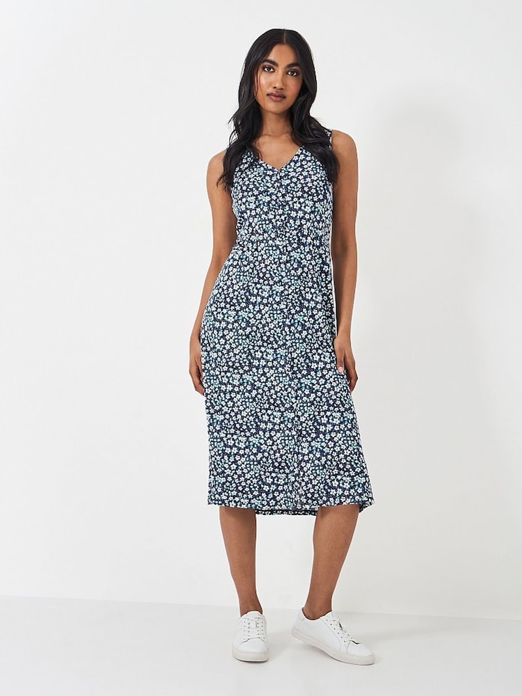 Crew Clothing Blue Sleeveless Jersey Dress - Image 1 of 4