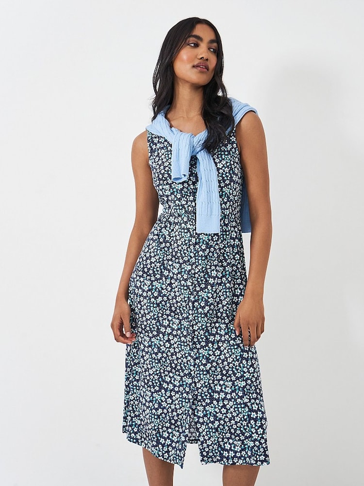 Crew Clothing Blue Sleeveless Jersey Dress - Image 4 of 4