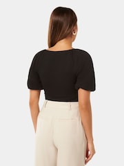 Forever New Black Desiree Ruched V-Neck Raglan Top - Image 4 of 5
