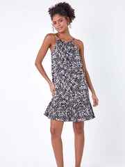 Dusk Black Ditsy Floral Frill Hem Dress - Image 2 of 5