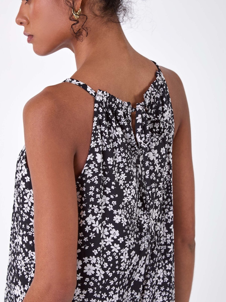 Dusk Black Ditsy Floral Frill Hem Dress - Image 5 of 5