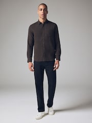 Brown Brushed Texture 100% Cotton Long Sleeve Shirt - Image 2 of 7