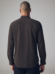 Brown Brushed Texture 100% Cotton Long Sleeve Shirt - Image 3 of 7