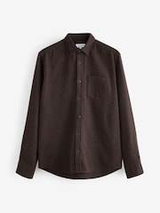 Brown Brushed Texture 100% Cotton Long Sleeve Shirt - Image 5 of 7