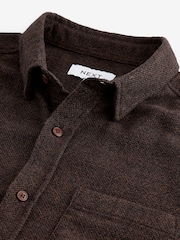 Brown Brushed Texture 100% Cotton Long Sleeve Shirt - Image 6 of 7