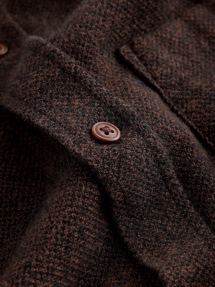 Brown Brushed Texture 100% Cotton Long Sleeve Shirt - Image 7 of 7