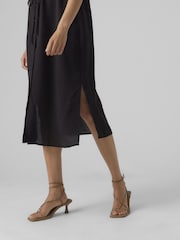 VERO MODA Black Utility Pocket Midi Shirt Dress - Image 3 of 4