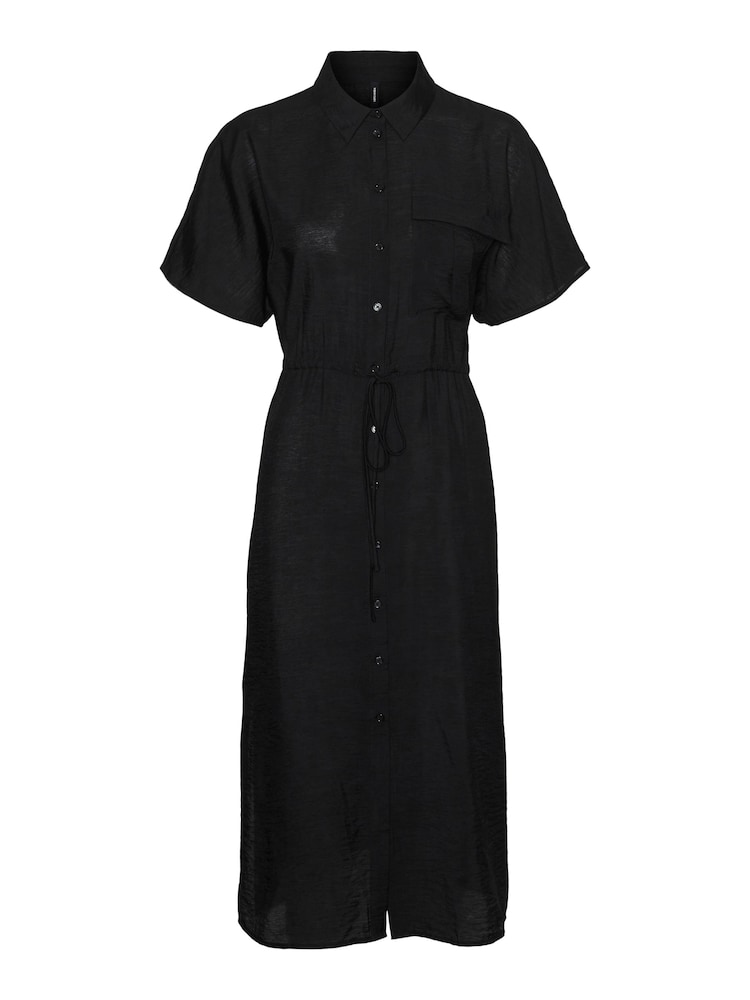 VERO MODA Black Utility Pocket Midi Shirt Dress - Image 4 of 4