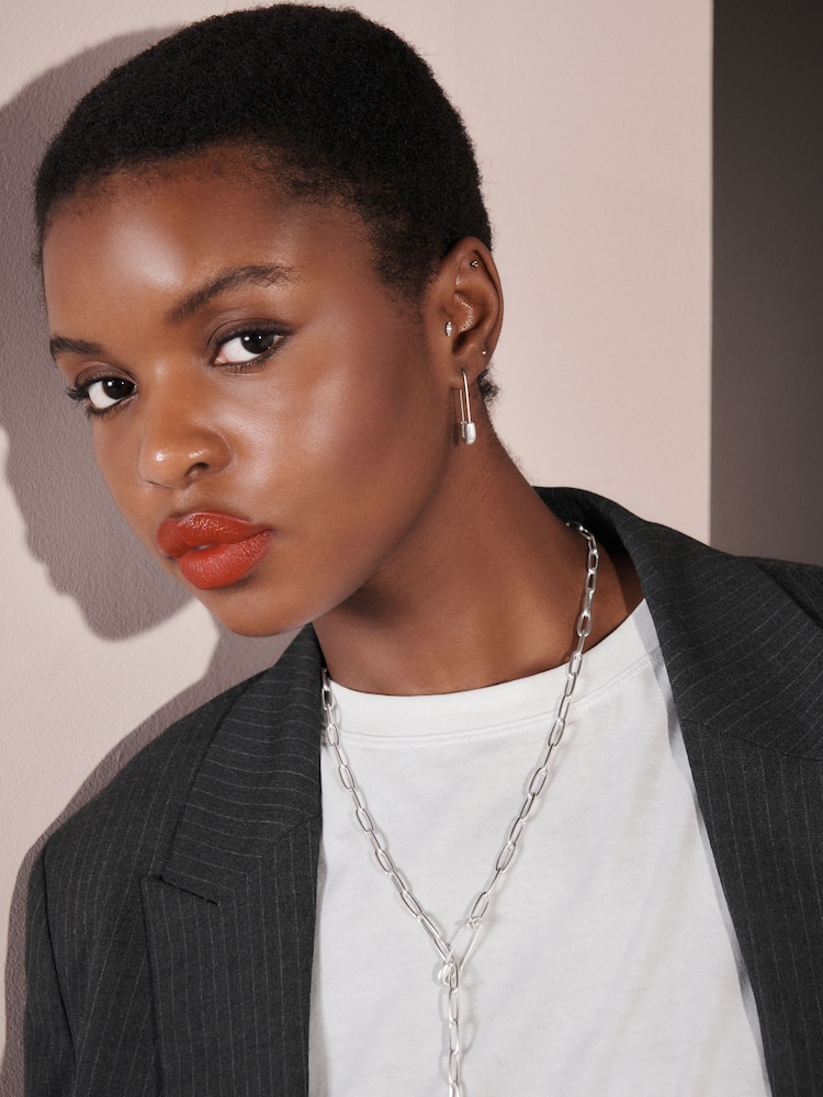Rockett St George Silver Tone Safety Pin Earrings - Image 1 of 4