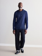Blue Regular Fit 100% Merino Wool Signature Hoodie - Image 1 of 8