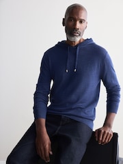 Blue Regular Fit 100% Merino Wool Signature Hoodie - Image 2 of 8