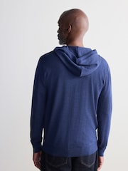 Blue Regular Fit 100% Merino Wool Signature Hoodie - Image 3 of 8