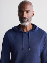 Blue Regular Fit 100% Merino Wool Signature Hoodie - Image 5 of 8