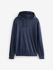 Blue Regular Fit 100% Merino Wool Signature Hoodie - Image 6 of 8