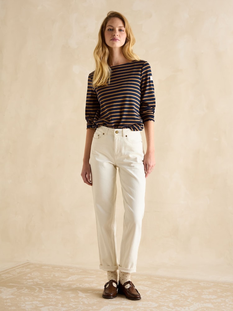 Marineblauw en bruin - Joules Harbour Boat Neck Breton Top - Image 3 of 6