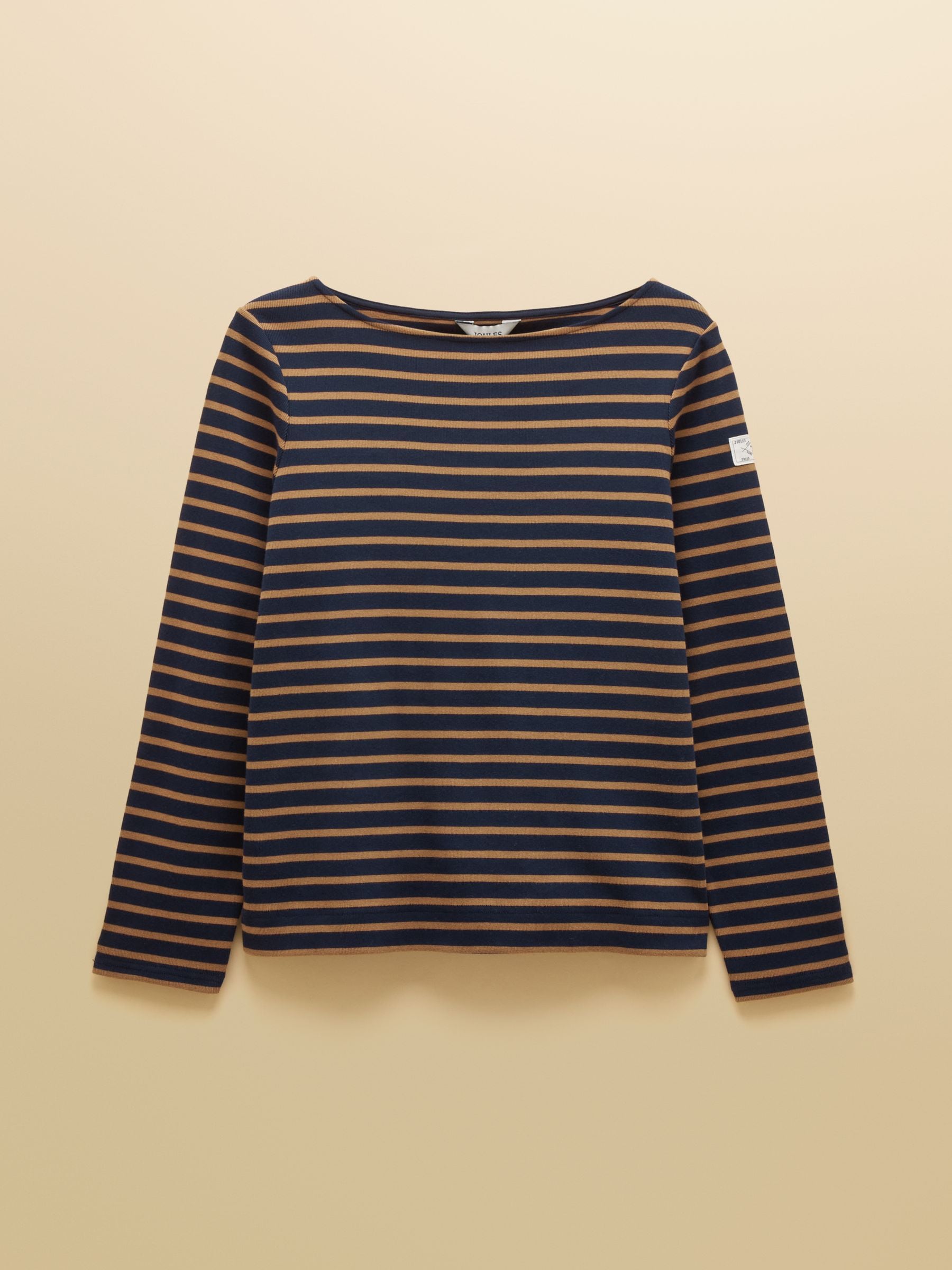 Buy Joules Harbour Navy & Tan Long Sleeve Striped Boat Neck Breton