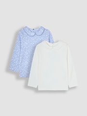 modra - Jojo Maman Bébé 2-pack ditsy rožast vzorec Peter Pan topi - Slika 1 iz 6