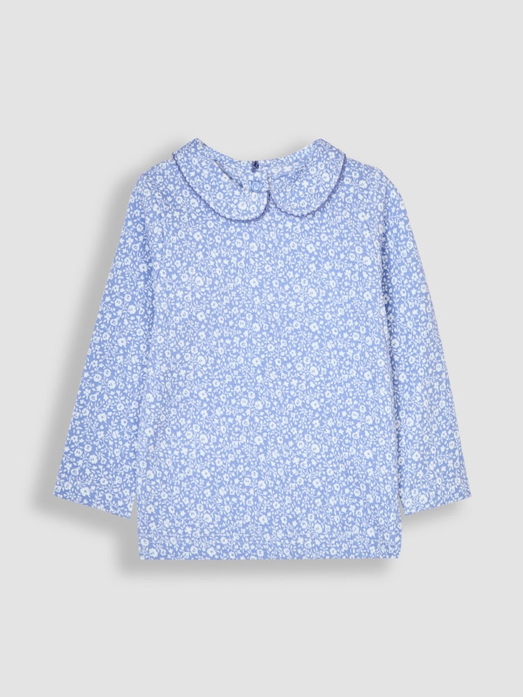 JoJo Maman Bébé Blue 2-Pack Ditsy Floral Peter Pan Tops - Image 2 of 6 JoJo Maman Bébé Blue 2-Pack Ditsy Floral Peter Pan Tops - Image 2 of 6