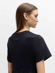 BOSS Black Cotton-Jersey Dress With Asymmetric-Tiered Skirt - Image 2 of 5