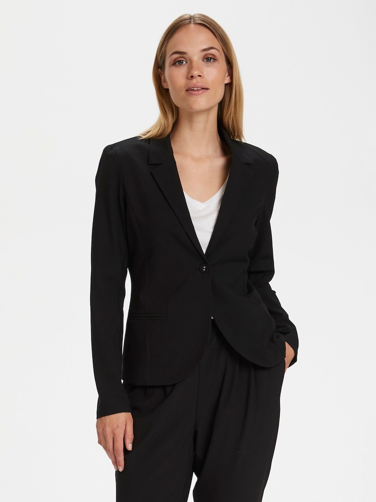 Kaffe Jillian Long Sleeve Regular Fit Black Blazer - Image 1 of 8