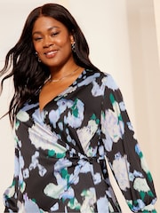 Curves Like These Black Satin Wrap Blouse - Image 1 of 4
