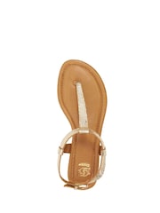 Dune London Gold Slim Print Lari Wedge Toe Post Sandals - Image 5 of 5