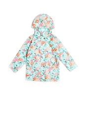 Nicole Miller Green Floral Print Raincoat - Image 1 of 4