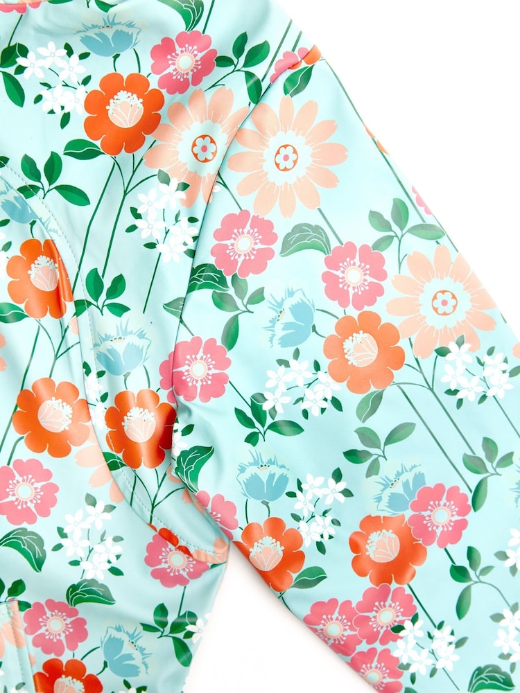 Nicole Miller Green Floral Print Raincoat - Image 4 of 4