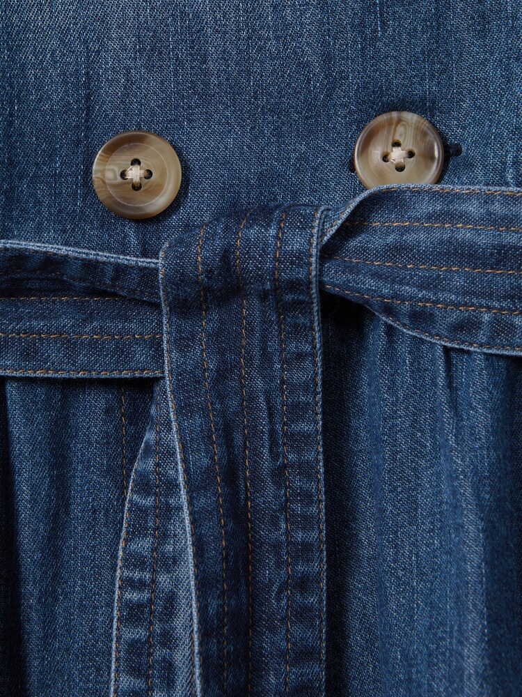 Reiss Marina denim z napihnjenimi rokavi s pasom obleka - Slika 4 iz 4