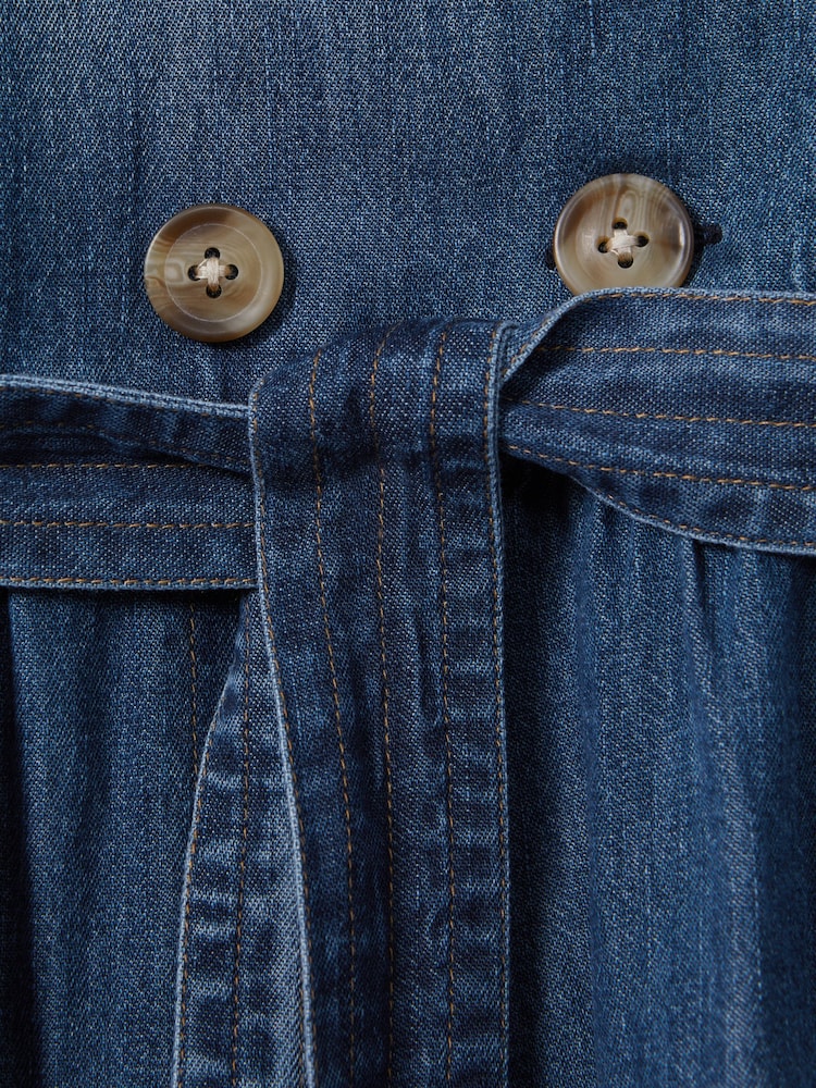 Reiss Blue Marina 4-9 yrs Denim Puff Sleeve Belted Dress - Image 4 of 4 Reiss Blue Marina 4-9 yrs Denim Puff Sleeve Belted Dress - Image 4 of 4