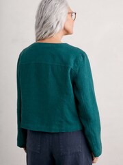 Seasalt Cornwall Blue 100% Linen Country Lane Jacket - Image 2 of 5