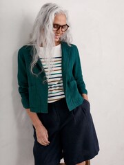 Seasalt Cornwall Blue 100% Linen Country Lane Jacket - Image 3 of 5