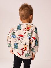 Ecru Cream All Over Print Christmas Sweatshirt And Leggings Set (3mths-7yrs) - Image 3 of 9