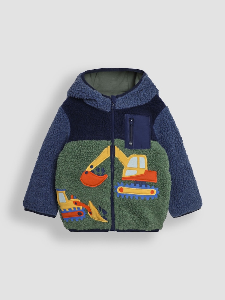 JoJo Maman Bébé Green Hooded Appliqué Teddy Fleece - Image 1 of 3