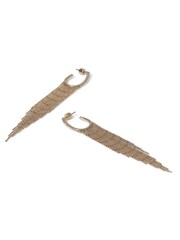 Aela Gold Tone Tassel Hoop Rhinestone Drop Earrings - Image 2 of 2