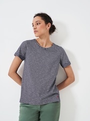 Crew Clothing Blue 100% Cotton Perfect Striped Crew Slub T-Shirt - Image 1 of 5