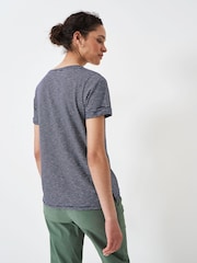 Crew Clothing Blue 100% Cotton Perfect Striped Crew Slub T-Shirt - Image 2 of 5