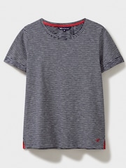 Crew Clothing Blue 100% Cotton Perfect Striped Crew Slub T-Shirt - Image 5 of 5