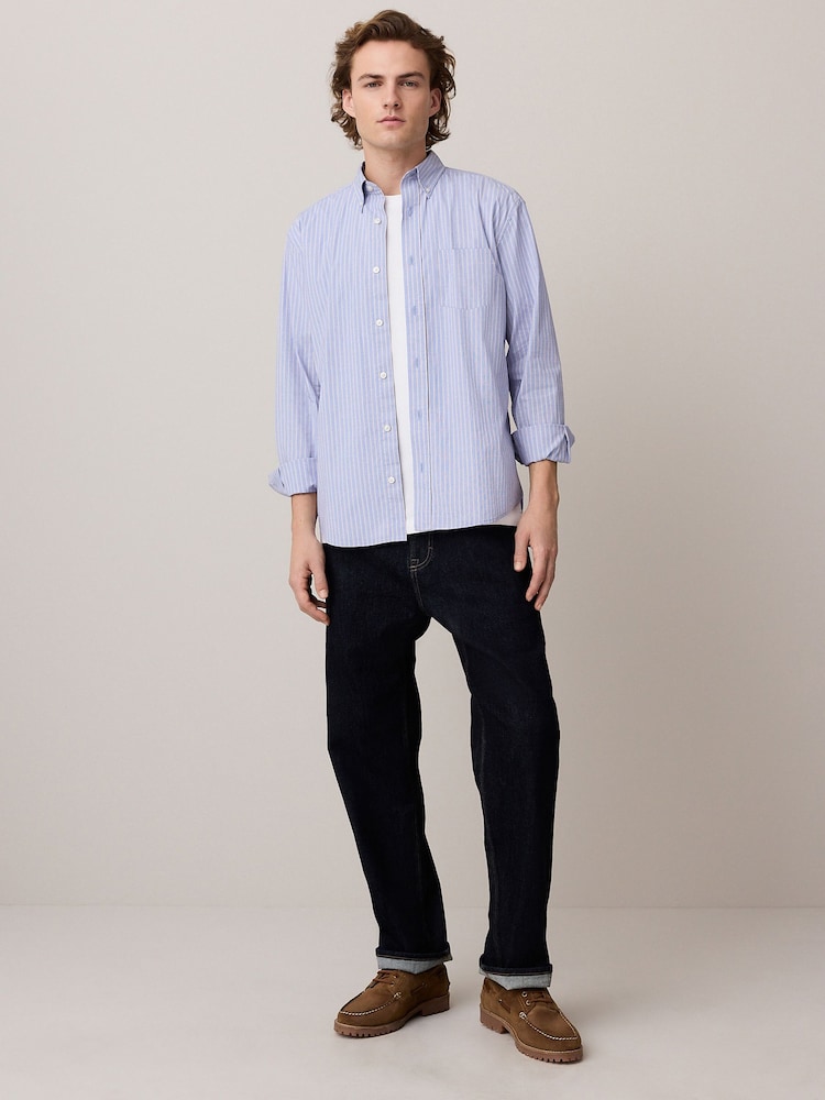 Blue 100% Cotton Striped Long Sleeve Shirt - Image 3 of 8