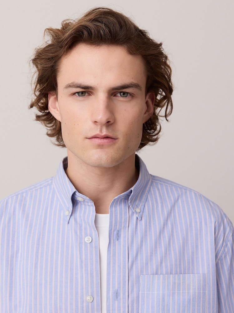Blue 100% Cotton Striped Long Sleeve Shirt - Image 4 of 8
