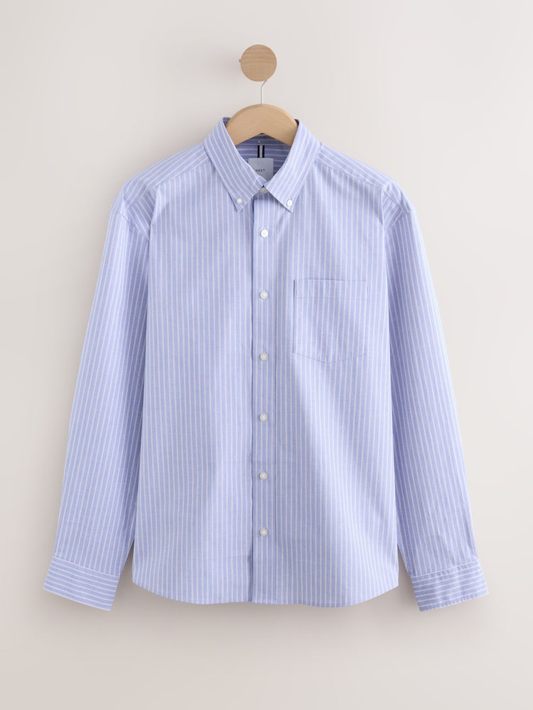 Blue 100% Cotton Striped Long Sleeve Shirt - Image 6 of 8