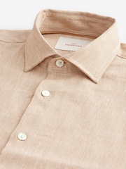 Neutral Brown Regular Fit Signature Linen Blend Short Sleeve Shirt - Image 7 of 8
