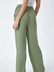 Roman Green Tie Waist Wide Leg Trousers - Image 3 of 5