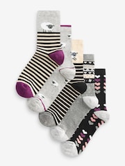 Black/White Sheep Ankle Socks 5 Pack - Image 1 of 6
