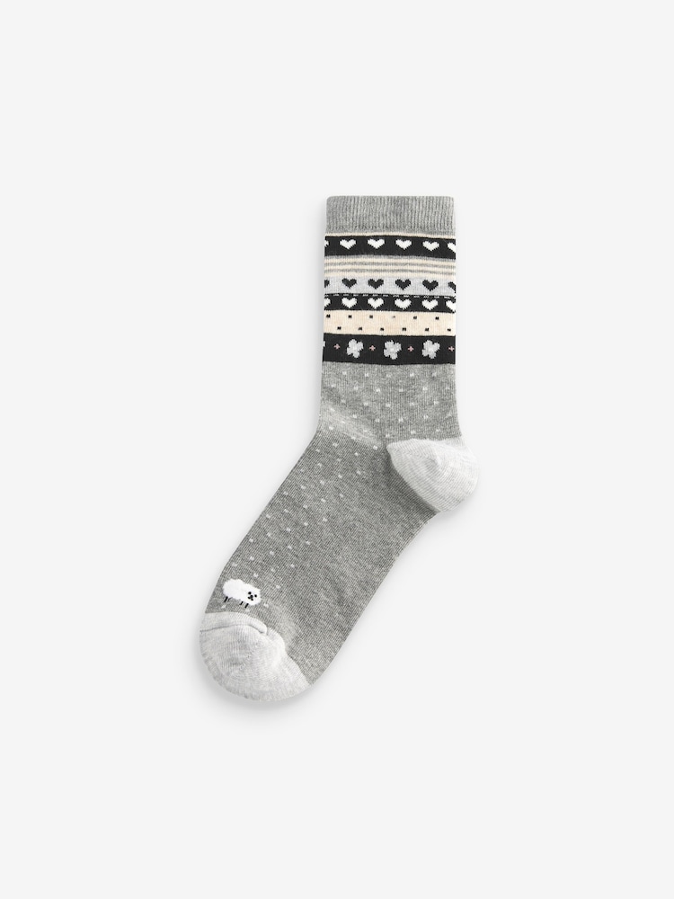 Black/White Sheep Ankle Socks 5 Pack - Image 2 of 6
